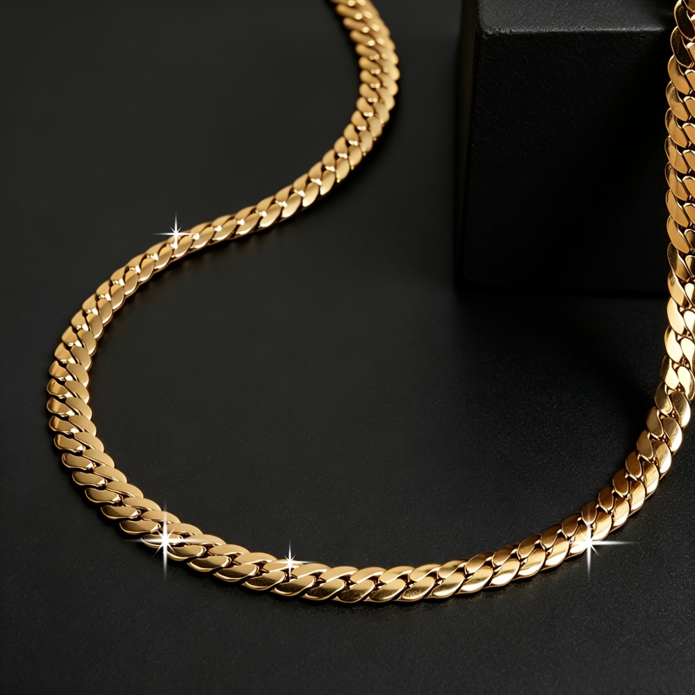 Titanium Stainless Steel Cuban Link Chain Necklace, Unisex